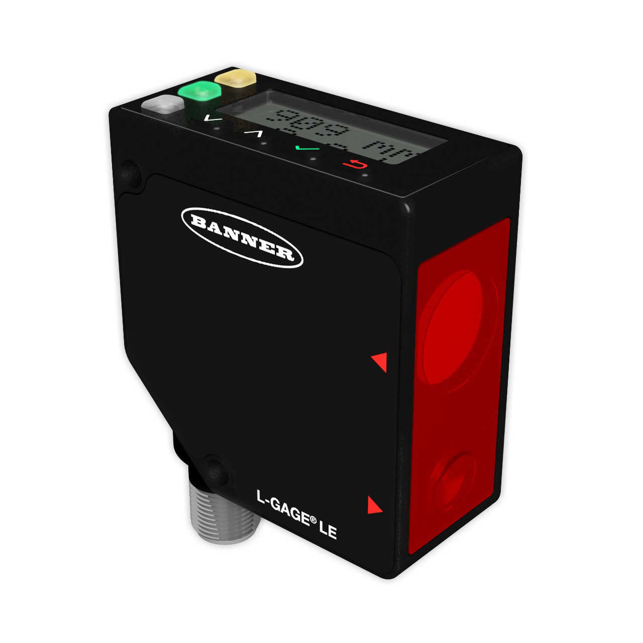 Banner Engineering Laser Distance Measurement Sensor; Diffuse; Rectangular; 100-400mm; 12-30VDC; 4-20mA &plus; NPN or PNP; Laser - Class 2; M12 QD - Rotatable